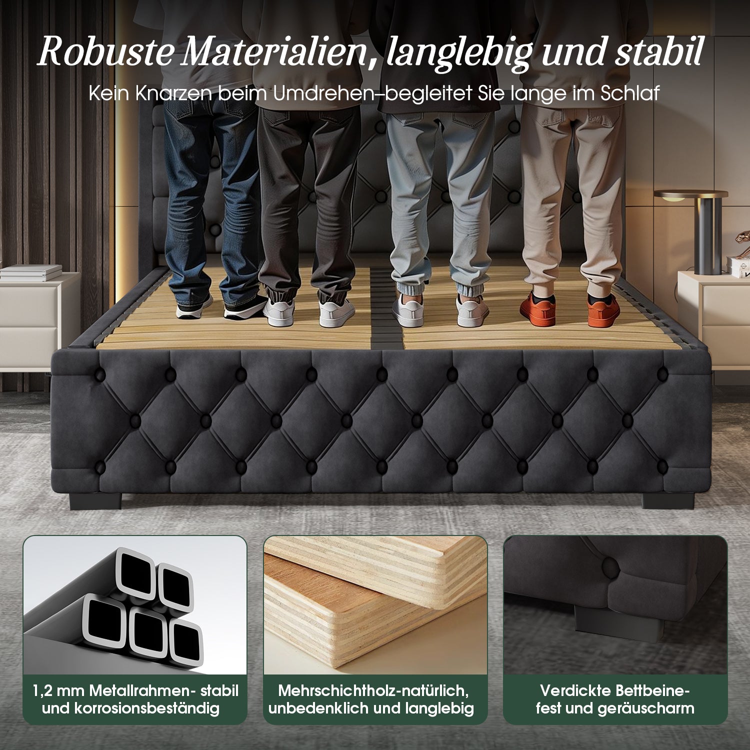 GTIMEX Polsterbett Doppelbett 140x200 cm,mit LED-Licht und Ladeanschluss,hydraulisches Speicherbett (680-Liter-Stauraum, Metallrahmen und Massivholz-Lattenrost,geräuscharmes Design, USB-Anschluss/Doppelsteckdose, Aufladen ohne Aufstehen, Samtstoff