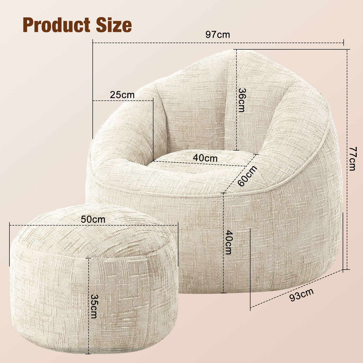 itzsack Lazy Sofa Gaming Sitzsack mit Hocker,Sitz Sack mit Granularer-MemorySchwamm Füllung,Lounge Sessel,Lounge Stuhl, Weich und Formstabil,Couch für Erwachsene und Kinder,für Schlafzimmer,Büro und Wohnzimmer