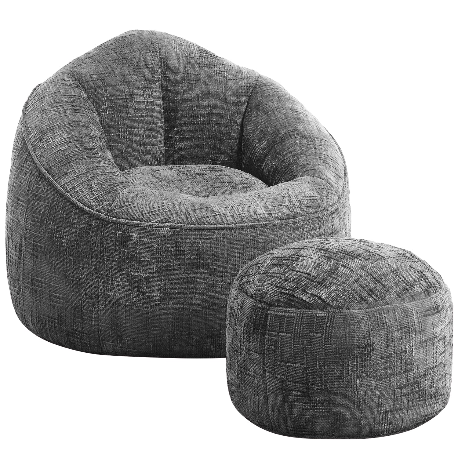 GTIMEX Sitzsack Lazy Sofa Gaming Sitzsack mit Hocker,Sitz Sack mit Granularer-MemorySchwamm Füllung,Lounge Sessel,Lounge Stuhl, Weich und Formstabil,Couch für Erwachsene und Kinder,für Schlafzimmer,Büro und Wohnzimmer,Grau